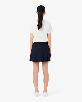 Short Stretch Cotton Pleated Skirt