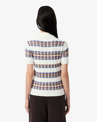 Ribbed Knit Polo Collar Sweater