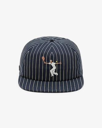 Striped Embroidered Cotton Twill Cap