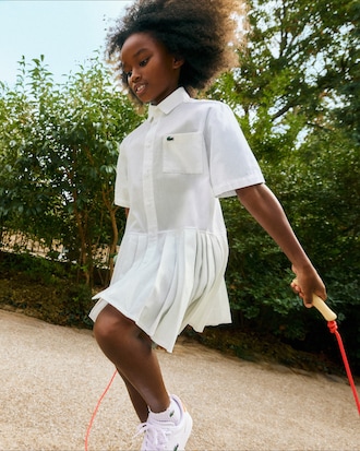 Poplin Pleat Skirt Shirt Dress