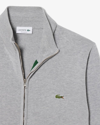 Zipped High Neck Cotton Sweater