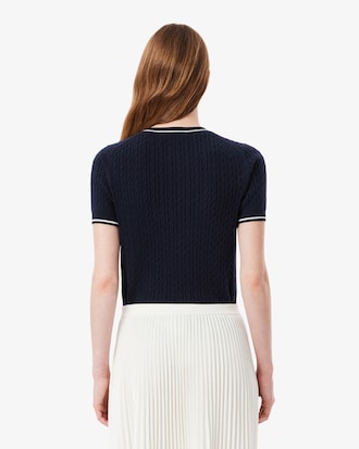 Short Sleeved Cable Knit Sweater