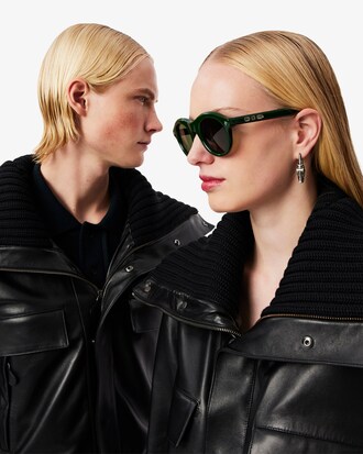 Runway High Ribbed Neck Leather Jacket