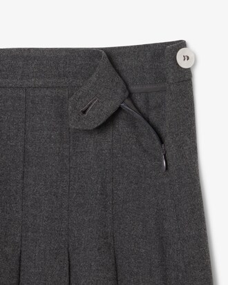 Pleated Flannel Midi Skirt