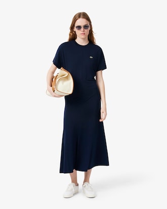 Long Fluid Piqu&eacute; T-shirt Dress