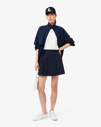 Short Stretch Cotton Pleated Skirt