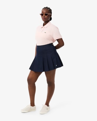 Short Stretch Cotton Pleated Skirt