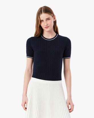 Short Sleeved Cable Knit Sweater
