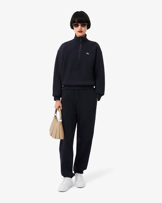 High Neck Zipped Piqu&eacute; Sweatshirt