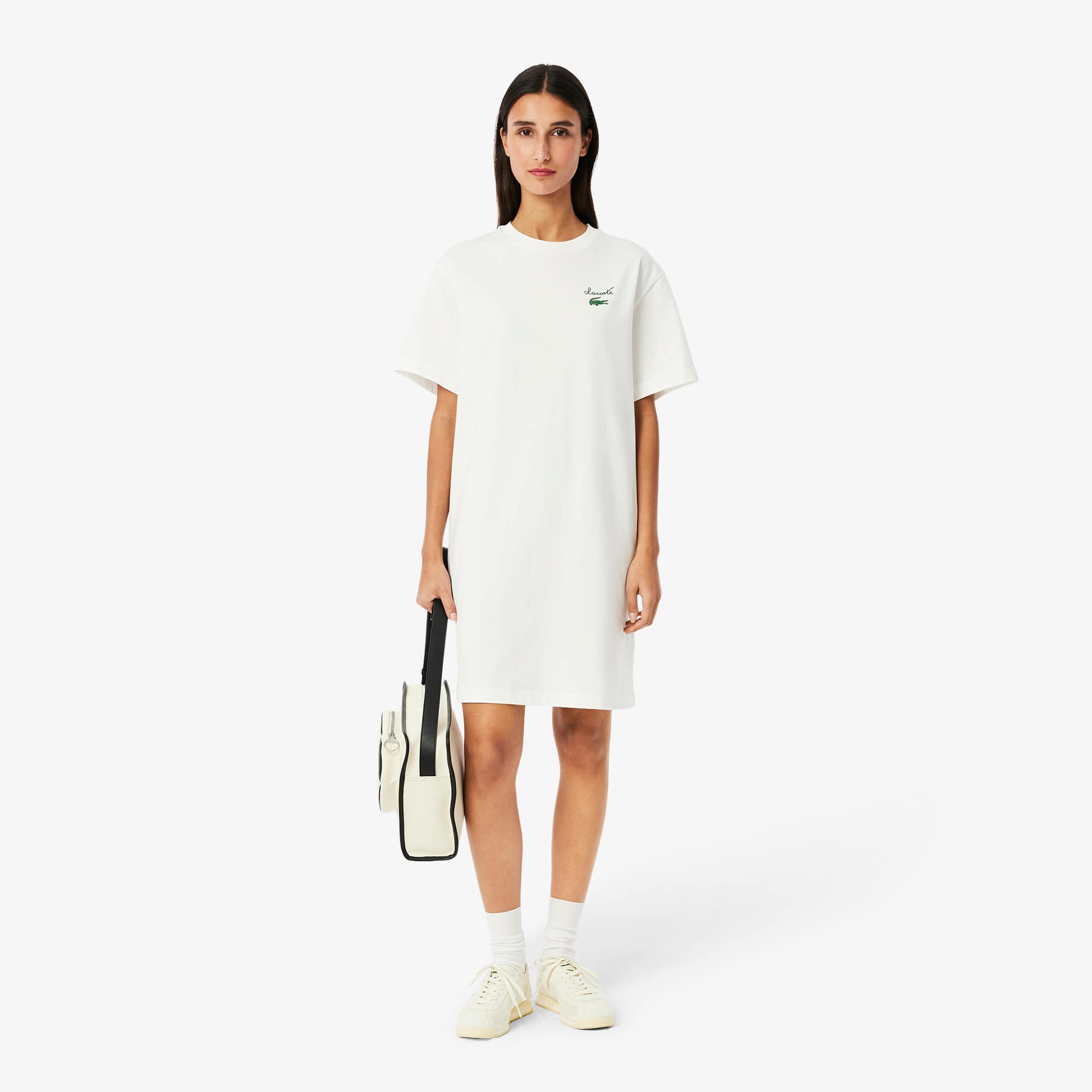 ★LACOSTE★ Women's Essential Fit and Flare T-Shirt Dress Bl Women's Slim Fit Ribbed Cotton Dress - Dresses - New In 2025