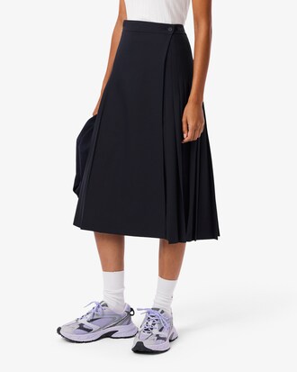 Pleated Wool Midi Wrap Skirt