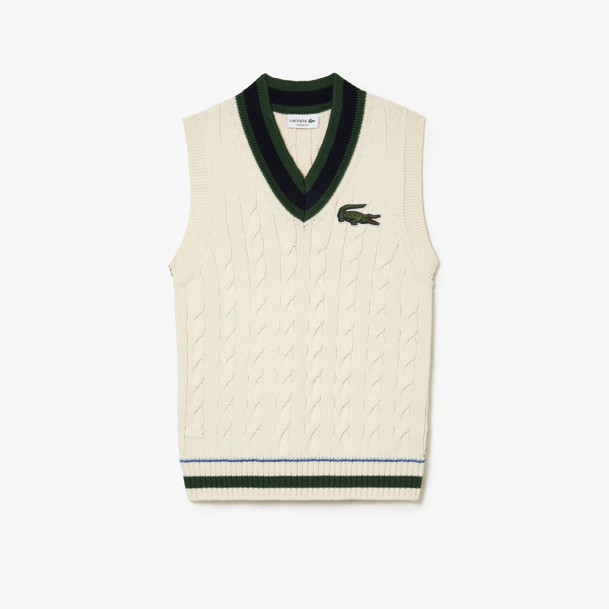 Unisex Lacoste Cable Knit Sweater Vest in Organic Cotton Men's Knitwear New In 2023 Lacoste