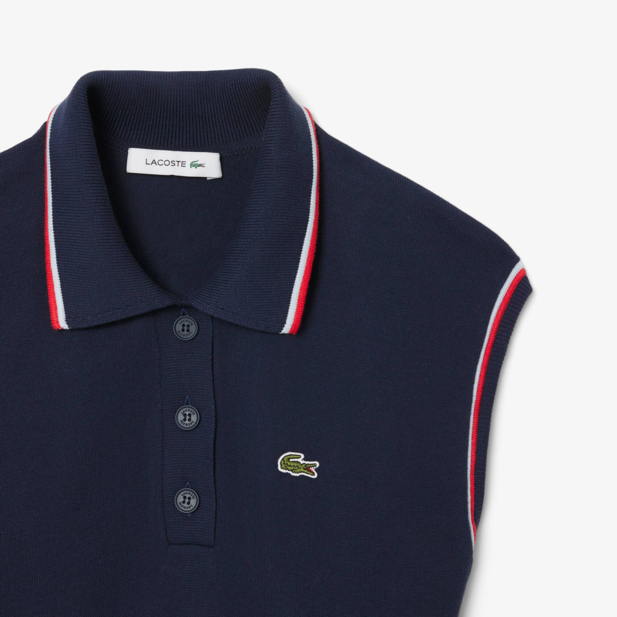 ★LACOSTE★FLARED ZIP UP POLO DRESS EF4481-51 Women's 3D Rib Knit Zip-Up Polo Dress - Dresses - New In