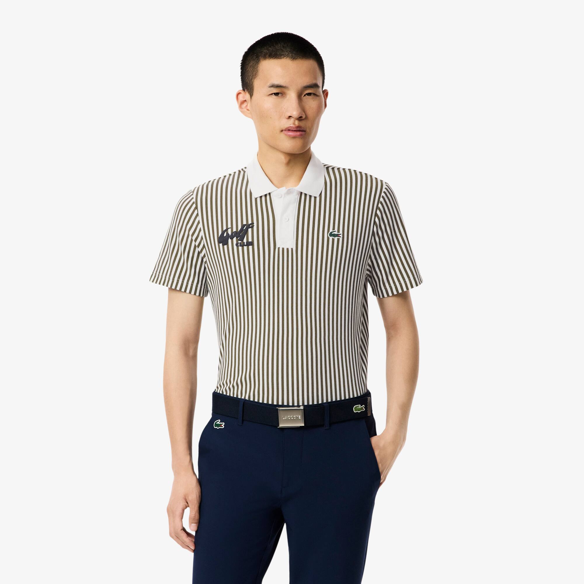 Heat Regulating Striped Golf Polo Shirt - Men's Short