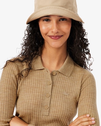 3D Knit Merino Wool Polo Collar Sweater