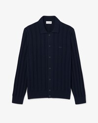 Fluid Ribbed Polo Collar Cardigan