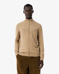 Zipped High Neck Cotton Sweater