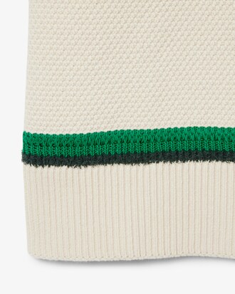 Runway Floral Crocodile Polo Collar Piqu&eacute; Sweater