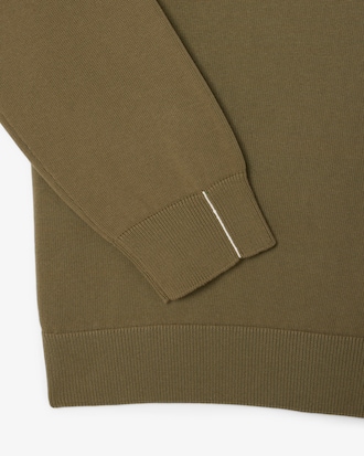 Zipped High Neck Cotton Sweater