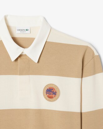 Relaxed Fit Striped Rugby Polo Shirt