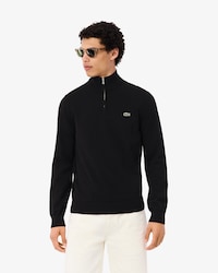 Zipped High Neck Cotton Sweater