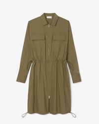 Oversized Cotton Zip Front Shirt Dress