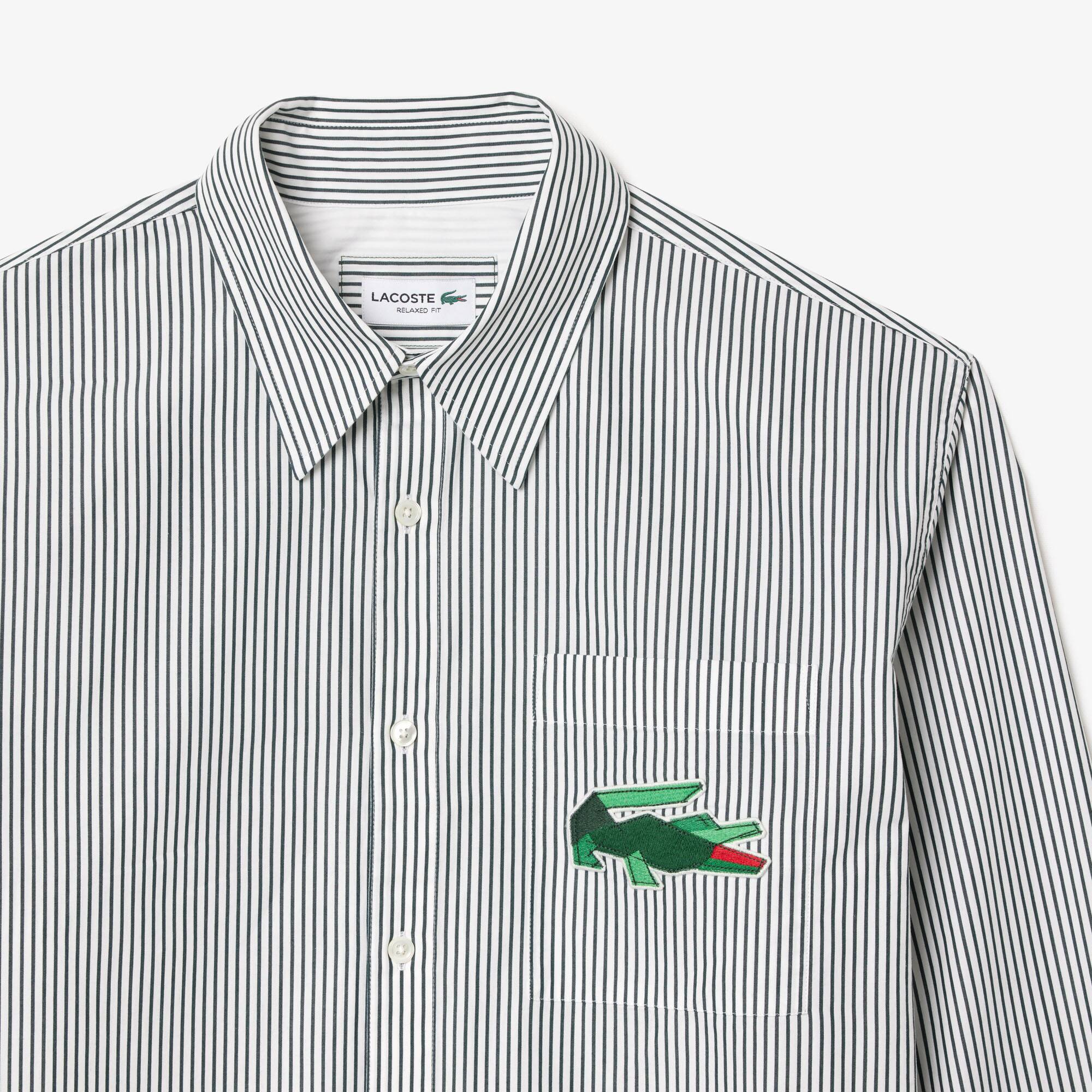 Relaxed Fit Shirt With Crocodile Badge - Men's Long Sleeves