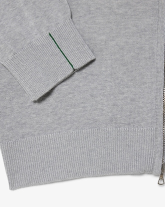 Zipped High Neck Cotton Sweater