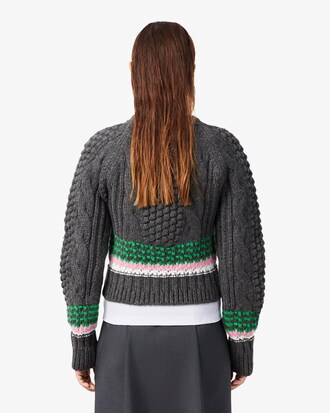 Runway Striped Textured Wool Sweater