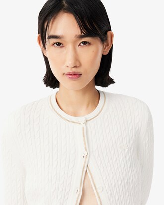 Striped Cable Knit Cardigan
