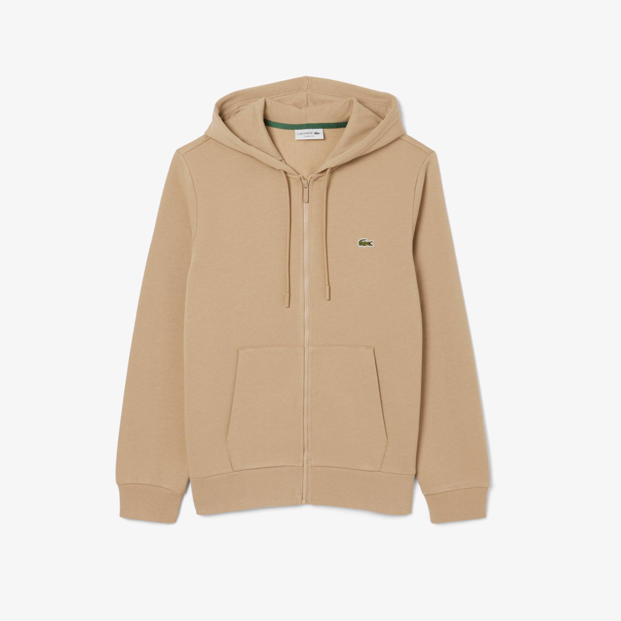 LACOSTE ベージュ ジップアップフーディ Men's Hoodie in Organic Cotton and Kangaroo Pocket | Lacoste UK