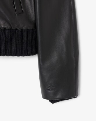 Runway High Ribbed Neck Leather Jacket