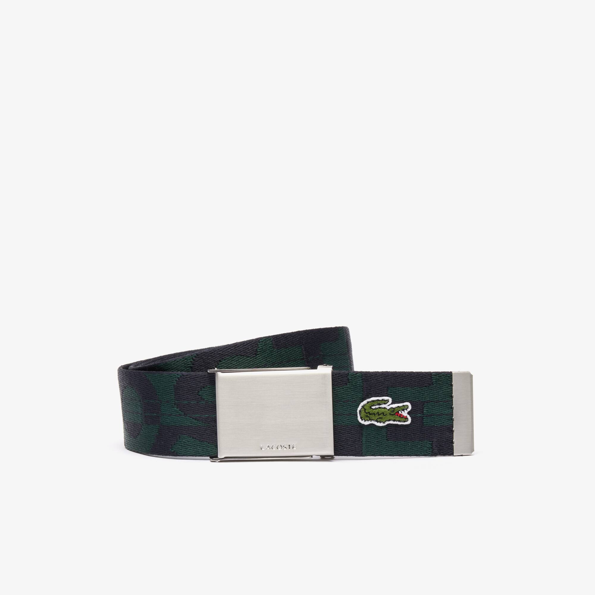 Lacoste Engraved Buckle Woven Fabric Belt