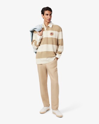 Relaxed Fit Striped Rugby Polo Shirt