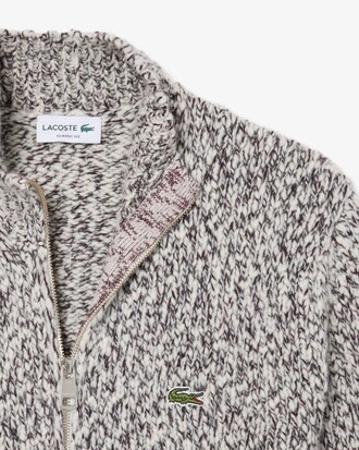 Zipped Mercerized Wool Knit Sweater