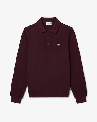 Ribbed Cotton Polo Collar Sweatshirt