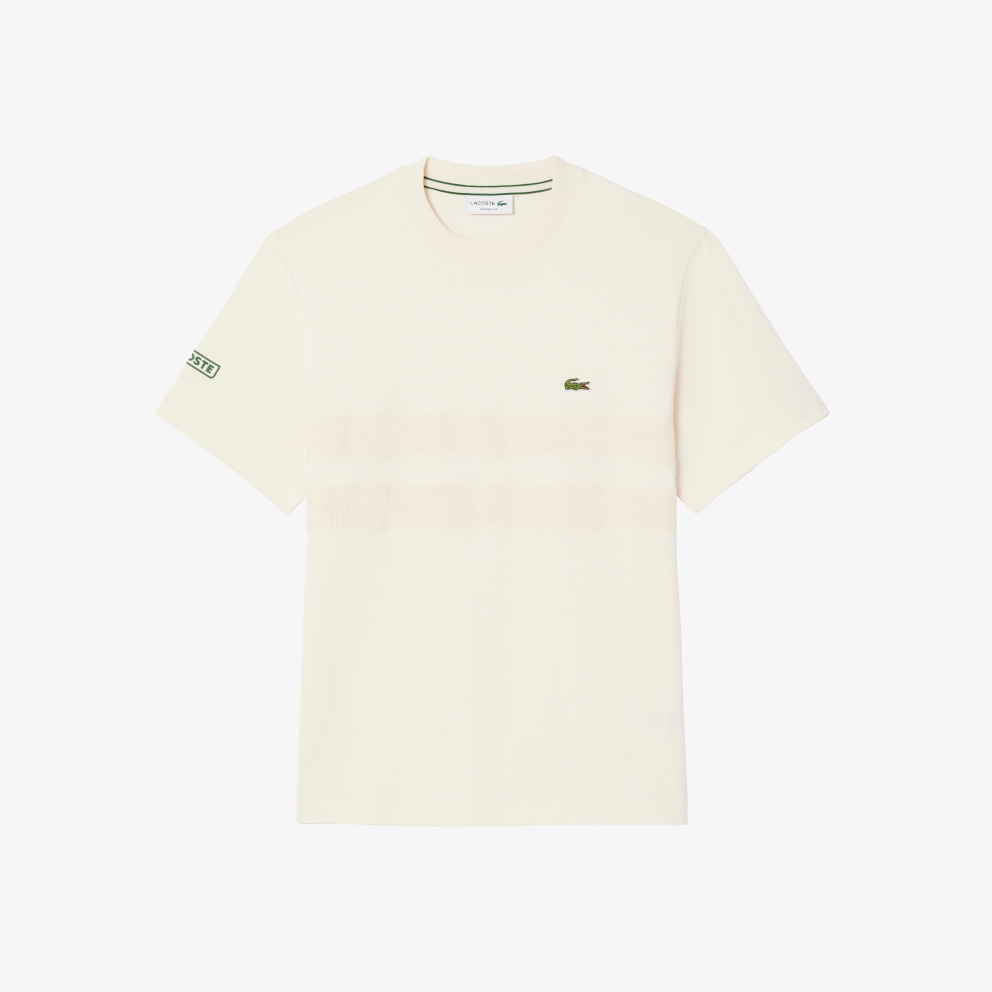 Tシャツ・カットソー LACOSTE Men T Shirts TH9769 XFJ White Heavy Jersey Mesh Band T-shirt - Men's t-shirts - New In
