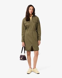 Oversized Cotton Zip Front Shirt Dress