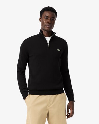 Zipped High Neck Cotton Sweater