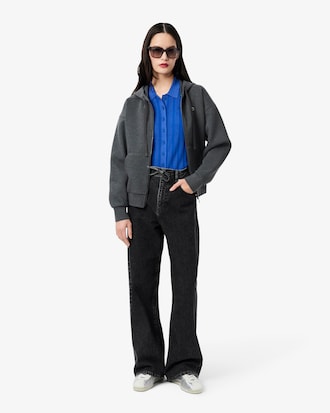 Ribbed Knit Polo Collar Sweater