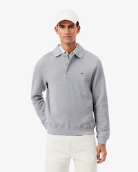 Ribbed Cotton Polo Collar Sweatshirt