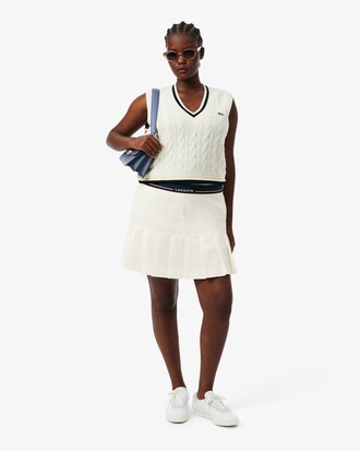 Short Pleated Wool Blend Skirt