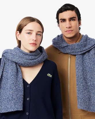 Mercerized Carded Wool Rib Knit Scarf