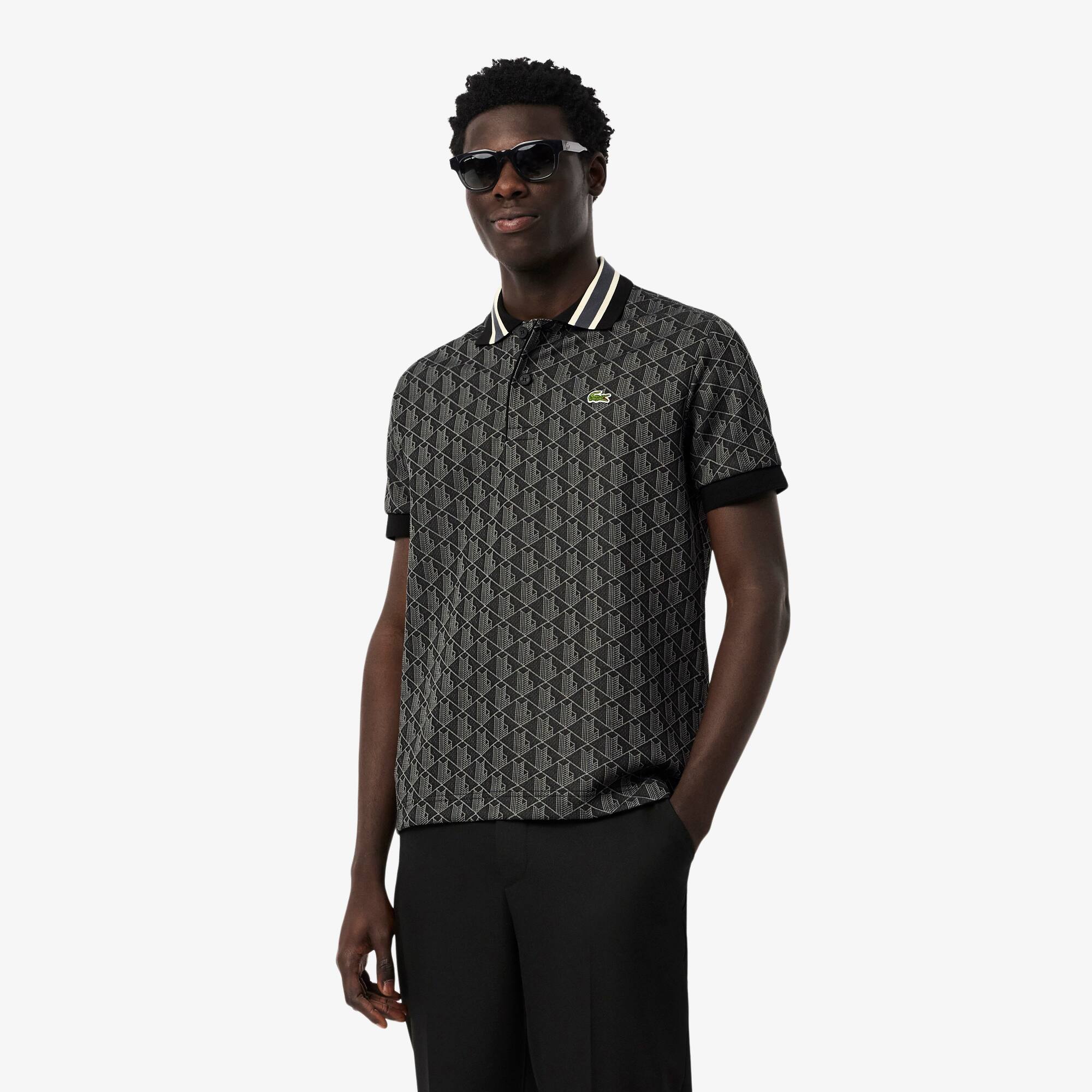 トップス Flowered Velour Jacquard Polo Shirt Classic Fit Monogram Jacquard Polo Shirt - Men's Short Sleeves