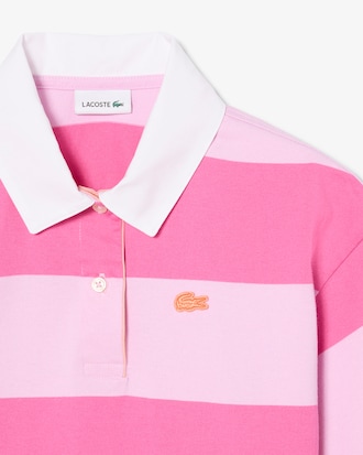 Oversized Striped Cotton Rugby Polo Shirt