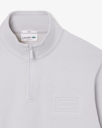 High Neck Embossed Zipped Sweatshirt