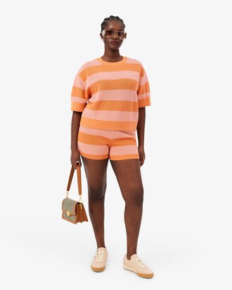 Striped Mesh Knit T-shirt