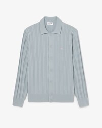 Fluid Ribbed Polo Collar Cardigan