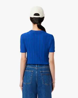 Short Sleeved Rib Knit Sweater