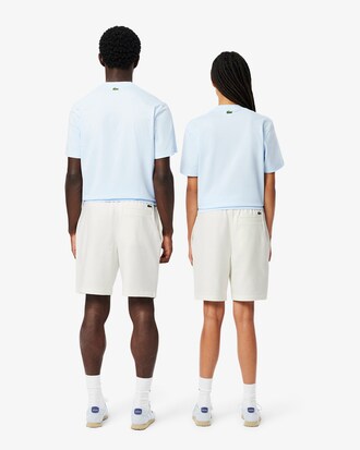 Printed cotton fleece shorts